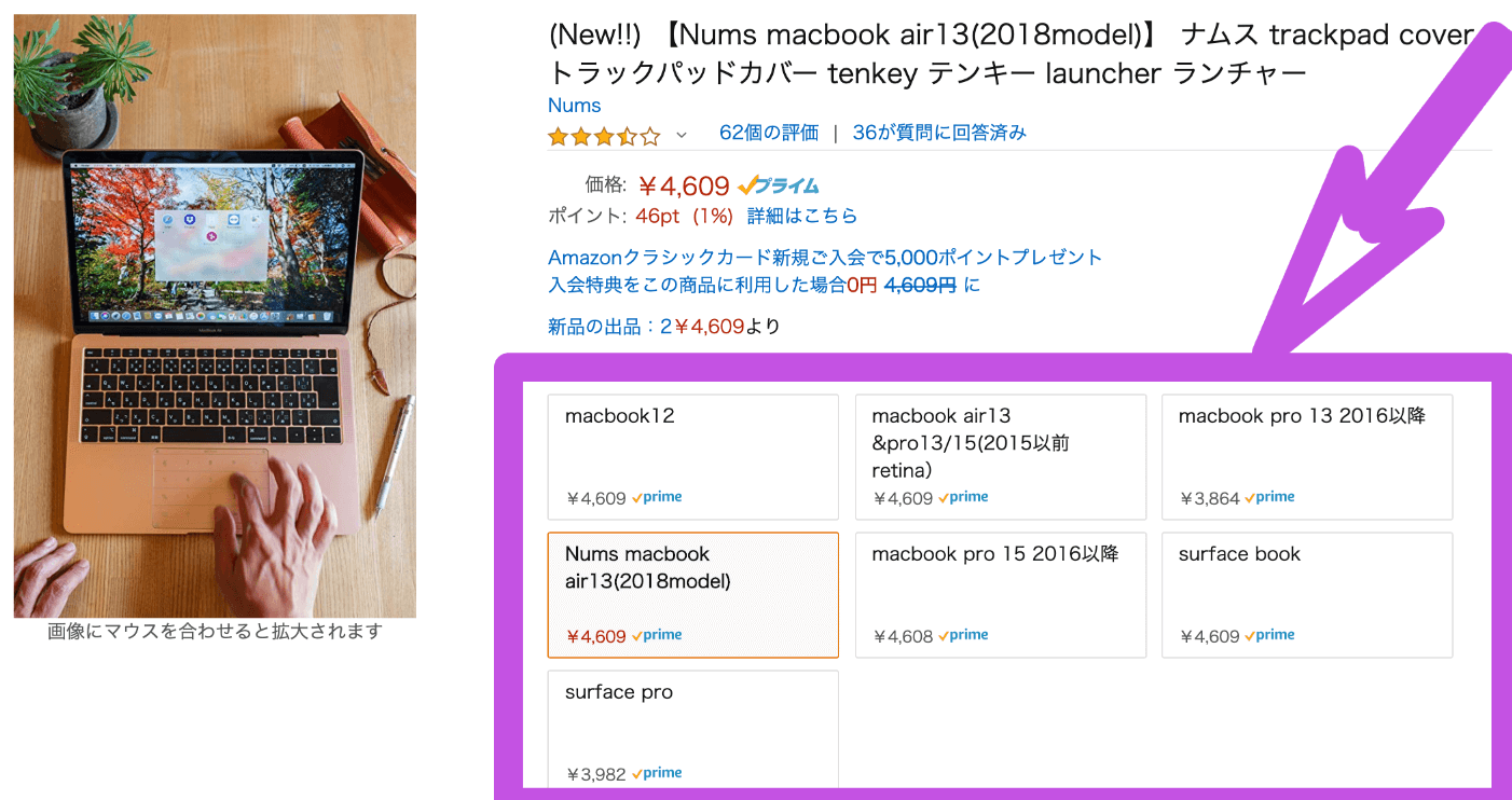 Amazon枠で囲ったところ